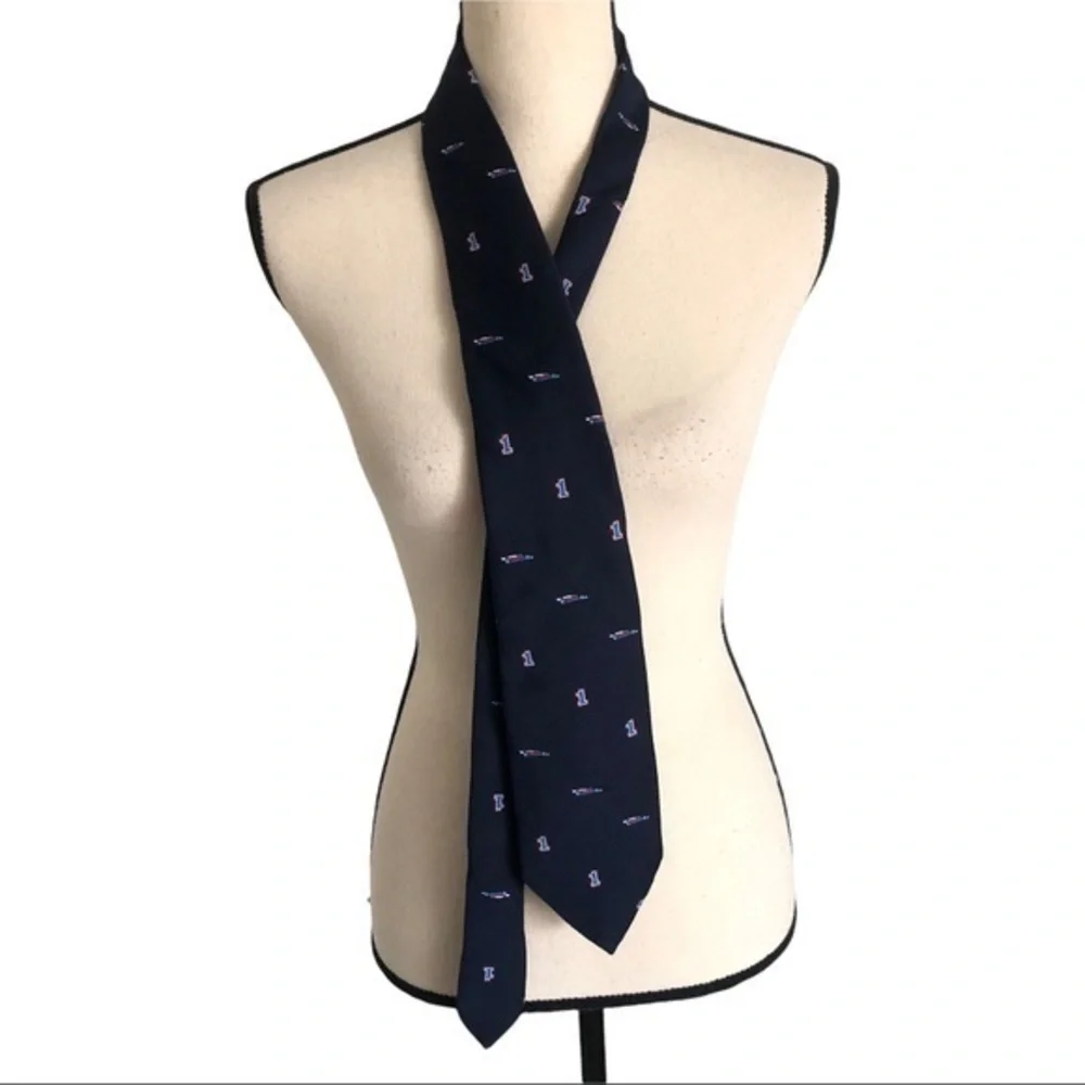 Vintage G.S.Harvale & Co Ltd Blue No 1 Race Car Pattern Neck Tie